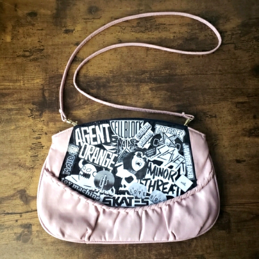 Custom VTG Punk Skate Purse - Slayer Kyuss Skull Skates Kiss Natas Minor Threat